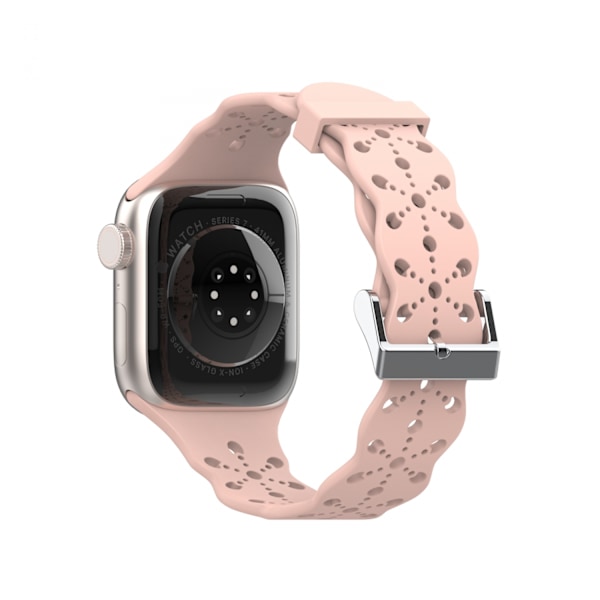 Klockarmband Apple iWatch  6/5/4/3/2/1 Generation SE ihålig spets solid silikonband --- Retro Rose（42/44/45MM）