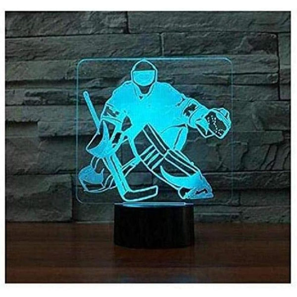 3D Ishockey Målvakt Nattlys Berøringsbord Skrivebord Optisk Illusjon Lamper 7 Farge Skiftende Lys Hjemmedekorasjon Jul Bursdagsgave