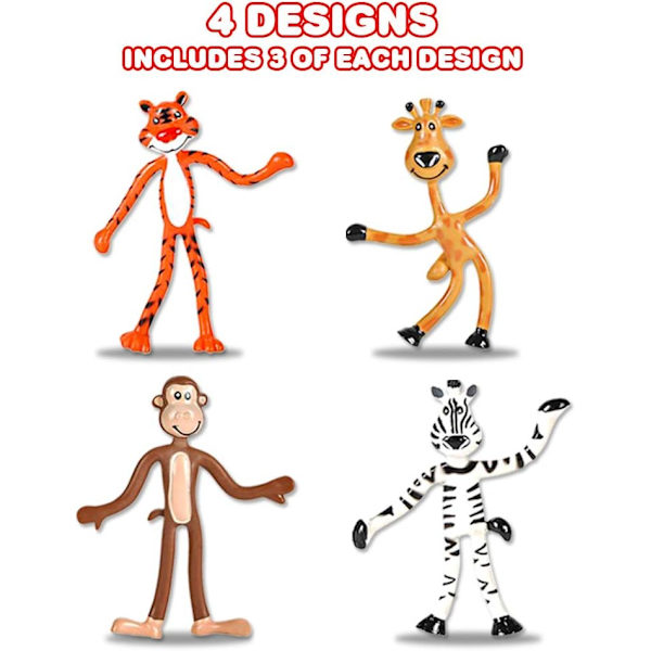 SAYTAY Böjbara djurfigurer, set med 12 flexibla djurfigurer, festliga presenter till pojkar och flickor
