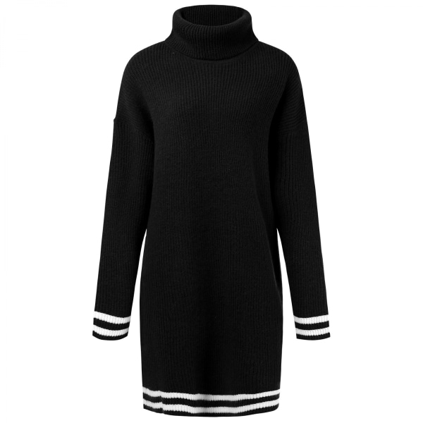 Women's Ribbed Long Sleeve Sweater Dress High Neck  Knitted  Dress,M