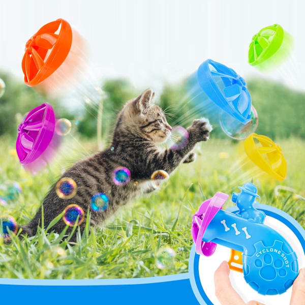 Kattens apporteringsleksak - Cat Tracks kattleksak - Roliga nivåer av interaktiv lek - Kattleksaker med 5 färger flygande propellrar tillfredsställer Kittys jakt, jagande (1P