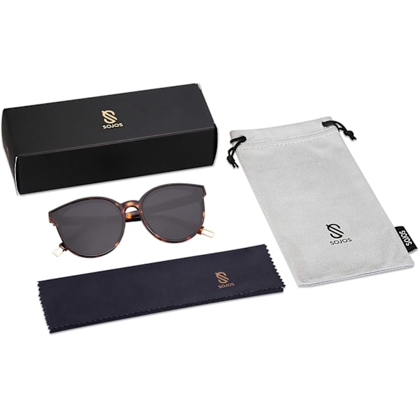 Oversized runde solbriller til kvinder og mænd Amber Tortoise Grey
