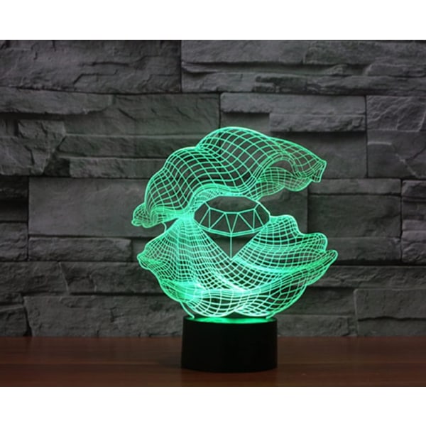 3D Shell Diamond Fjernkontroll 16 Farger Nattelykter Illusions Akryl LED Bord Nattbord Lampe Barn Soverom Skrivebord Dekor Bursdagsgaver Leke for Barn