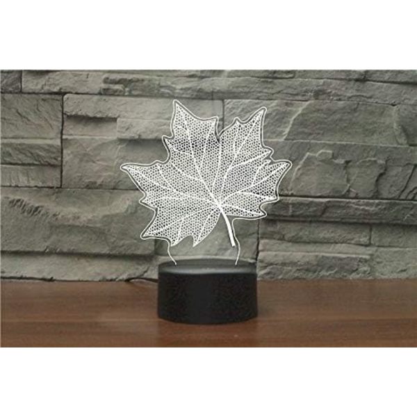 3D Lönnlöv Fjärrkontroll 16 Färger Nattlampor Illusion Akryl LED Bord Sänglampa Barn Sovrum Skrivbords Dekoration Födelsedagspresenter Leksak