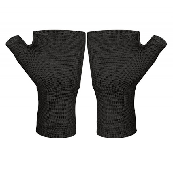 2 stk. Unisex håndledsstøtte ærmel fingerløse håndledshandsker kompression gigt handsker sports håndledsstøtte bandage (sort M)