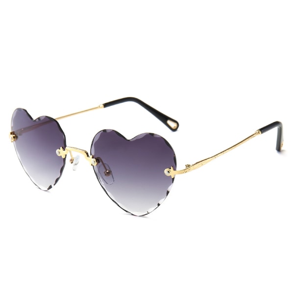 Hjertesolbriller til kvinder Indfattede tynde metalstel Hjerteformede solbriller UV400