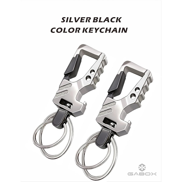 2 stk. nøglering EDC nøglering nøglering flaskeåbner auto nøgleholder taktisk karabinhage nøgleringe med klip Llaveros de Hombre Porte-Clés gave f 2Silver