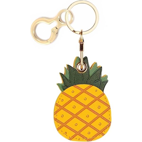 Læder nøgleringholder etui kompatibel med Apple AirTag, sød beskyttende Air Tag cover med nøglering, anti-scratch finder GPS tracker etui til Pineapple