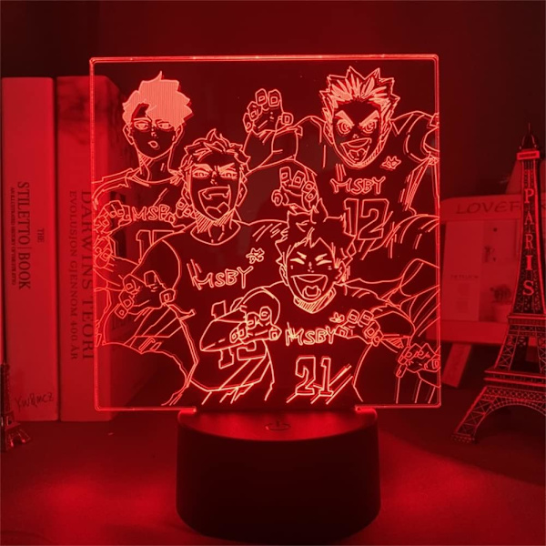 Anime 3D Lampe Kotaro Bokuto og Kuroo Tetsurou Team Cool Led Illusion Natlampe RGB 16 Farver Børneværelses Dekoration Anime Lys med Fjernbetjening