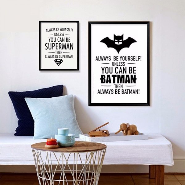 Wekity Mustavalkoinen Superman Taidejuliste Canvas Painatus Juliste, Yksinkertainen Muoti Mustavalkoinen Taide Piirustus Sisustus Kotiin Olohuoneeseen Makuuhuoneeseen Toimistoon,C