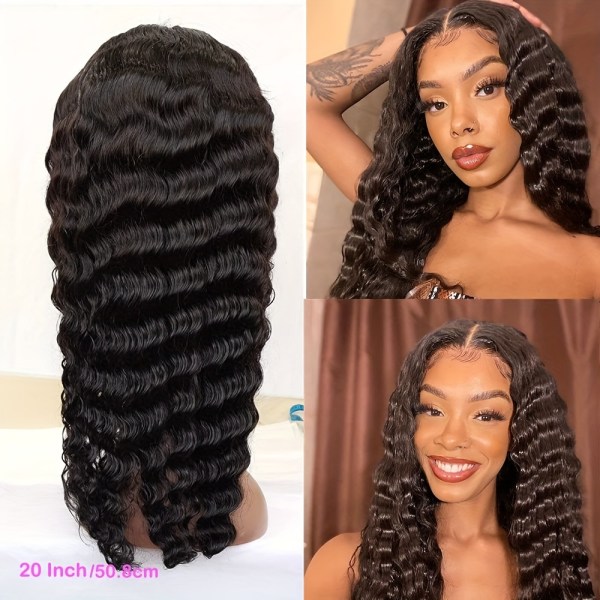 150% tetthet 4x1 Lace Front menneskehår parykk Deep Wave Lace Front menneskehår parykker for kvinner Deep Curly Pre Plucked med babyhår brasiliansk jomfru Hum