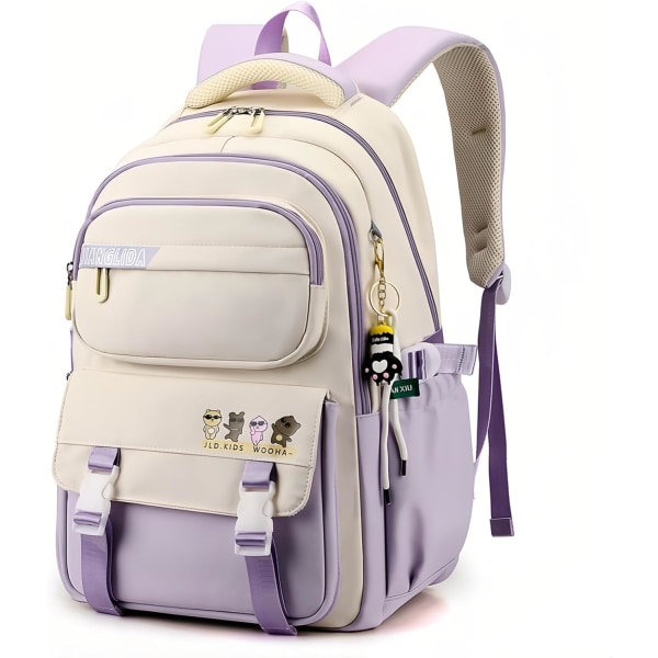 Ryggsekker for barn jenter Skolesekker for tenåringer Gutter Skoleveske Barn Bokvesker Flere lommer Ryggsekker for jenter Purple