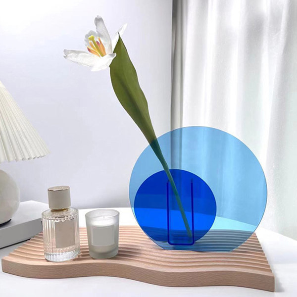 Neon Akryl Vase - Lett å Rengjøre - Trendy Geometrisk Akryl Blomster Vase for Hjemmedekorasjon - Stor og Liten Sirkel
