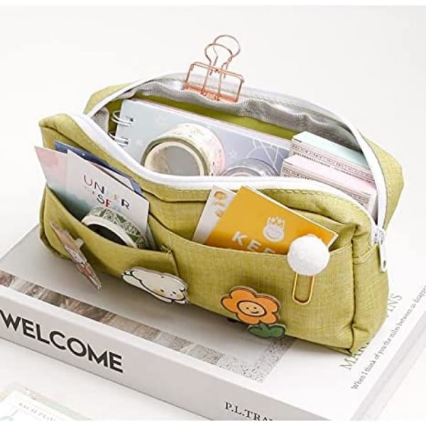 Kawaii pennal med 3 pins - Estetisk pennal - Kawaii-artikler - Kawaii-skoleartikler (hvit)