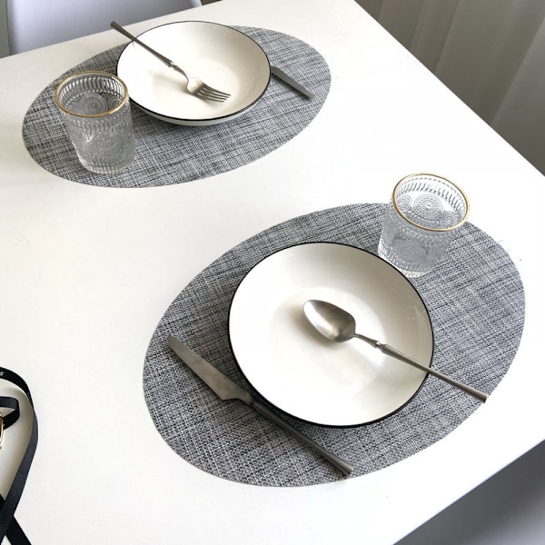Underlägg Set om 4 Värme- Korsvävda halkfria isoleringsmattor för kök matbord, oval, 18\" x 12\"