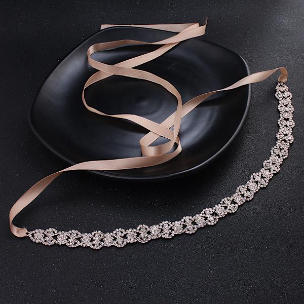 Bröllopsklänning midjekedja, handgjord elegant lyxig strass bröllop bälte dekoration, brudbälte (roséguld)