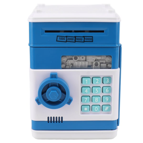 2 lägen Bankomat Spargris digitala elektroniska papperspengarmynt Säkerhetsbox Sparande kassalåda med 7 musikspår för barn Blue
