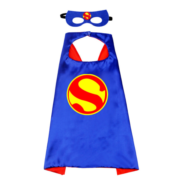 Superhjältekappor och barnmasker Halloween Cosplay Superhjälteleksaker Bästa presenterna för barn (rund blå superman)