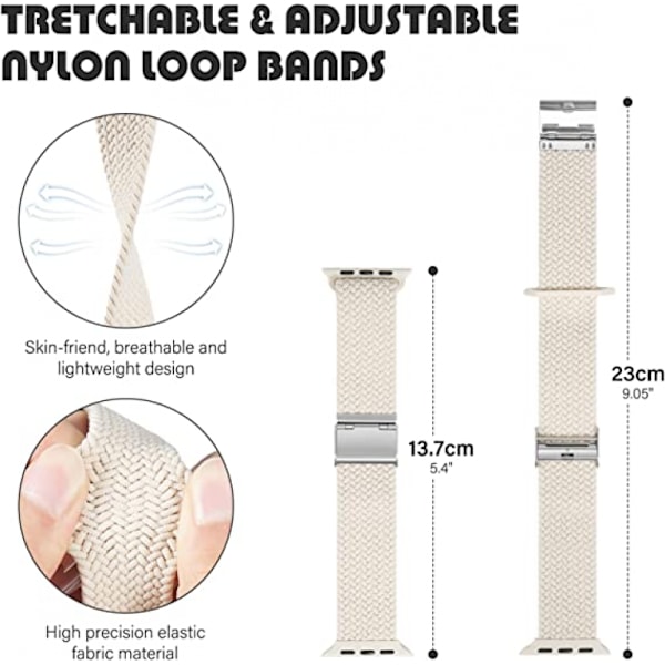 Til flettet løkke til Apple Watch-rem 42mm 44mm 45mm  Kvinder/Mænd, Solace Elastics Stretch Nylon Sport Rem armbånd til iWatch-remme serie 7 6 5 4
