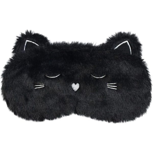 Söt Sovmask, Svart Katt Mjuk Plysch Fluffig Sovmask Roliga Tecknade Kattungar Ögonbindel Nyhet Ögonskydd Skugga för Barn