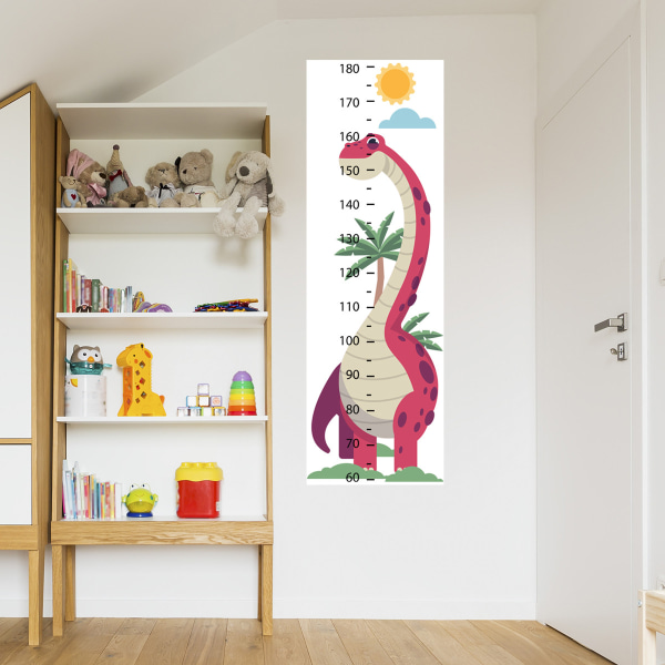 Höjddiagram Dinosaurieböcker Cartoon Growth Chart-dekal Solväggklistermärke PVC-höjdmätningslinjal