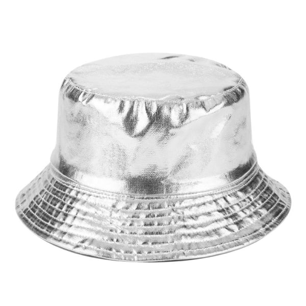 Metallisk Bucket Hat Trendig Fiskare Hattar Unisex Vändbar Packable Cap