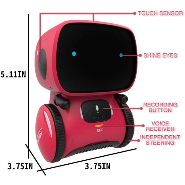 Robotleketøy for barn, smarte snakkende roboter, gave til gutter og jenter i alderen 3+, intelligent partner og lærer, med stemmestyrt og berøringssensor, synging