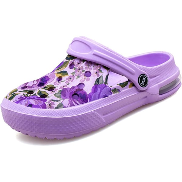 Kvinners hage tresko sko casual tøfler strand sandaler anti-skli basseng vannsko hjemmesko sommer fottøy Purple 9.75inch 9.5 Women/8 Men