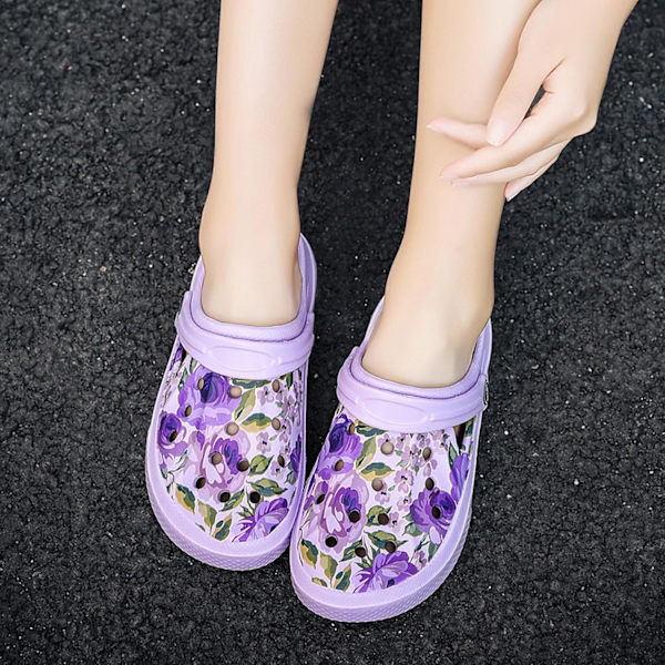 Kvinders Have Clogs Sko Casual Slippers Strand Sandaler Anti-Slip Pool Vandsko Hjemmesko Sommer Fodtøj Purple 11inch 6.5 Women/5 Men