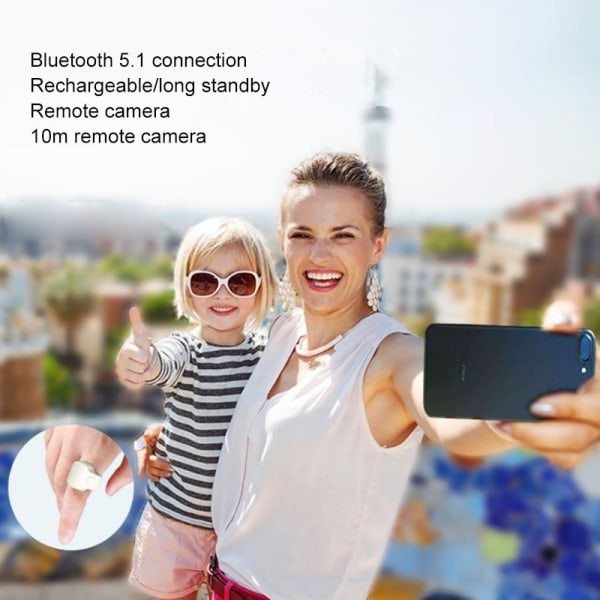 Bluetooth 5.1 mobiltelefon skjutkontroll Mini selfie fjärrkontroll ring Svart