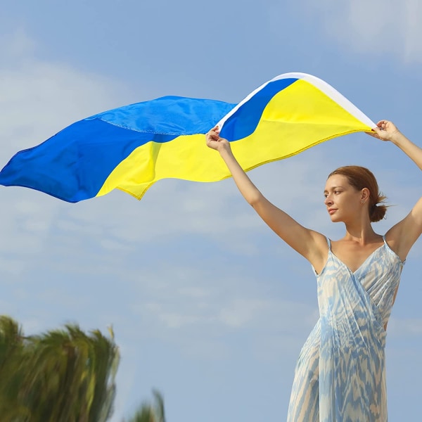 Ukrainan liput 3x5Ft, Ukrainan kansallisliput UKR 3x5-FT, polyesteri messinkiläpiviennillä, ulkopuutarhaliput