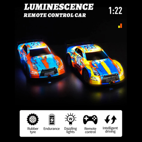 GoolRC RC-autot, 1:22 mittakaavan kaukosäädöllä toimiva auto, 4WD RC-drift-auto, 2,4 GHz sähköinen urheiluauto pojille ja tytöille (P220) Yellow