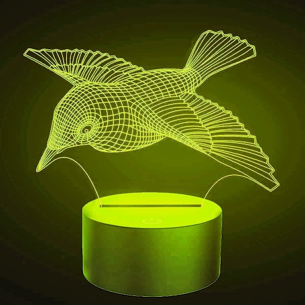3D Fugl Natlampe Bordsklampe Optisk Illusion Lamper 7 Farveskiftende Lys LED Bordlampe Julegave Hjem Kærlighed Fødselsdag Børn Børn Dekoration Legetøj Gave