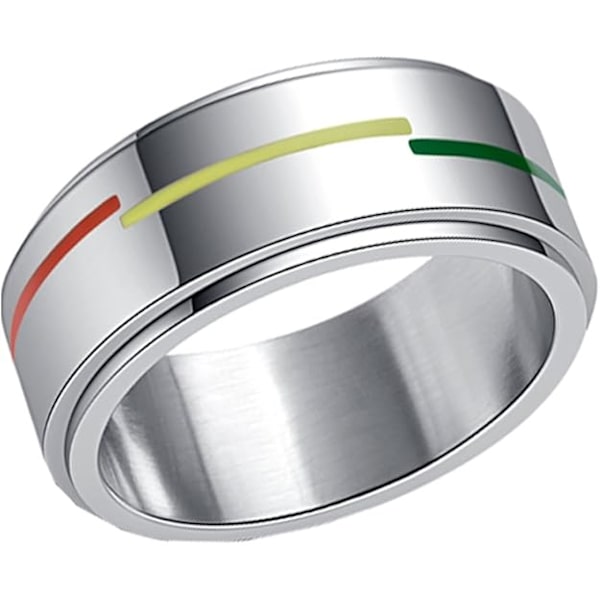 Unisex Voksen Rustfrit Stål Regnbue LGBT Stolthed Spinner Ring 8MM--US9