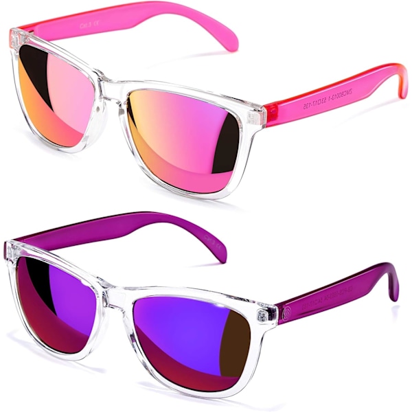 Damsolglasögon UV400 speglade linser, passar för utomhusbruk, semester, körning Pink and Purple