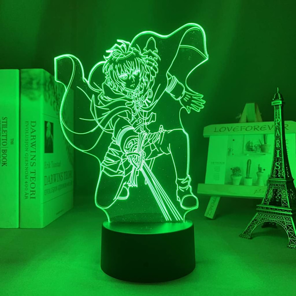 Anime 3D Illusion Manga Mikaela Hyakuya Figur Natlampe LED Bordlampe Skrivebordslamper Natlys 7/16 Farver USB Belysning Soveværelse Hjem Decor