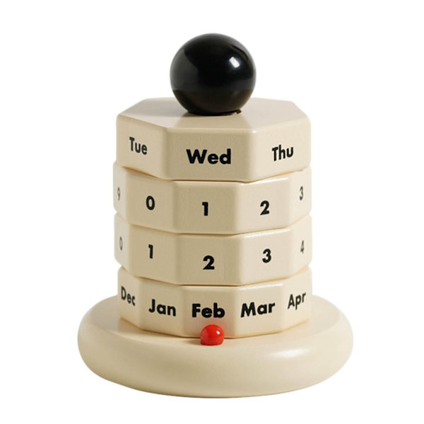 Träskrivbords kalender Skandinavisk stil Trä roterande kalender Leksaker Dekorativa prydnader för kontorsbord