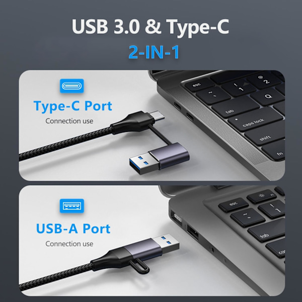 USB C HUB, 5 i 1 USB-C/USB 3.0 Dual Adapter Dockningsstation, med USB-port, USB-C-port/PD, Gigabit Ethernet, Multi-Port USB C Adapter Typ C Bärbara datorer