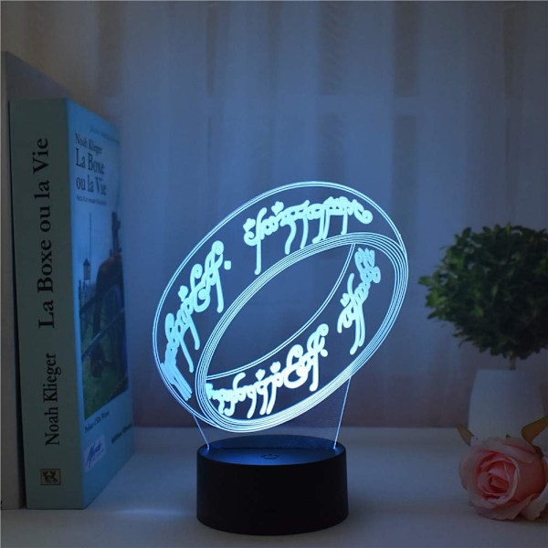 Ringenes Herre Magisk Ring 3D LED Nattelys Berøring 7 Farger/Fjernkontroll 16 Farger USB Bordlampe Hjemmedekor Sengelampe Motegave