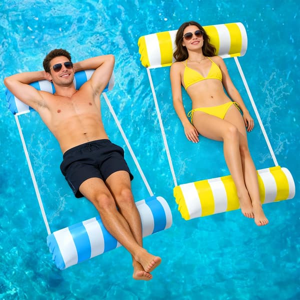 Voksen Pool Float, 2 Stykker Oppustelig Pool Madras, Multi-Purpose Flydende Hængekøje Åndbart Mesh, Vand Loungestol Pool Sø Be