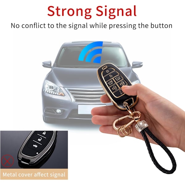 Gematay til Hyundai nøglefjernbetjening med nøgleringssnor, blød TPU nøglefjernbetjening beskyttelsesskal Hyundai Tucson Smart Key Case