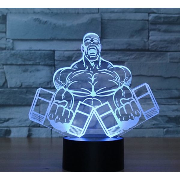 3D Hantel Fitness Fjernbetjening 16 Farve Natlys Illusion Akryl LED Bord Sengelampe Børneværelse Skrivebords Dekoration Fødselsdagsgaver Legetøj