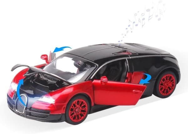 SAYTAY Modelbiler, 1:32 Bugatti Veyron Støbte Biler i Legering med Lys og Lyd (Rød) ST-001