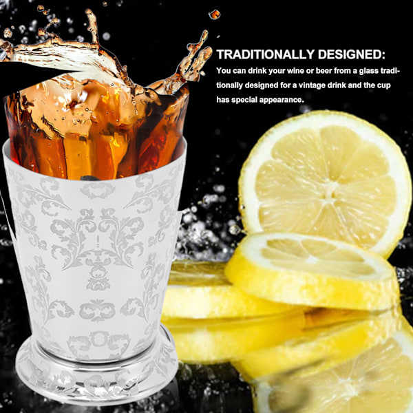 Cocktail drikkekopp 304 rustfritt stål sølvfarget Moscow Mule krus for barer Hjemmemønsterutskjæring Leaf