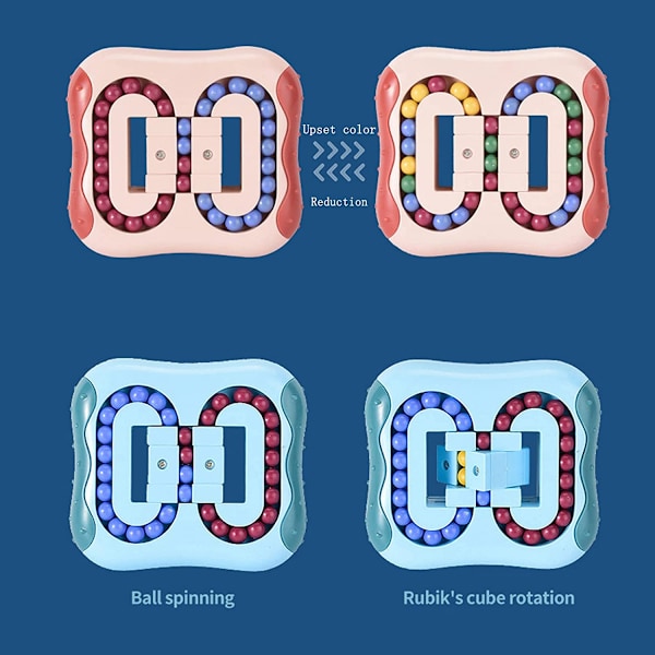 Roterande magiska bönleksaker Dekomprimering Roterande små pärlor Fidget Spinner Magic Cube Leksaker för Unisex-Barn Pussel Pedagogiska Leksaker（Indigo）