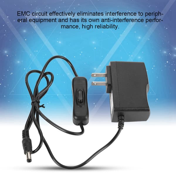 12V/1A strømadapter AC/DC strømforsyning strømadapter med bryter