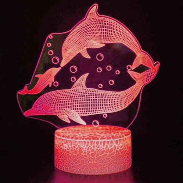 3D Delfin Fjärrkontroll 16 Färger Nattlampa Illusion Akryl LED Bord Sänglampa Barn Sovrum Skrivbords Dekoration Födelsedag Julgåva Leksak