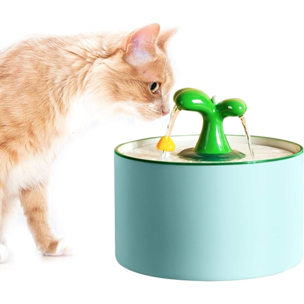 Kattefontæne i keramik, 1,5L kæledyrsfontæne til hunde, automatisk vandbeholder til kæledyr indendørs, kattefontæner til katte med Blue