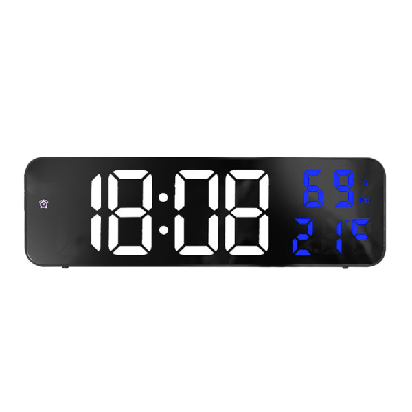 Spegels Stor Digital LED-klocka Hem Elektronisk Väggklocka med Alarm Stor Skärm White and Blue