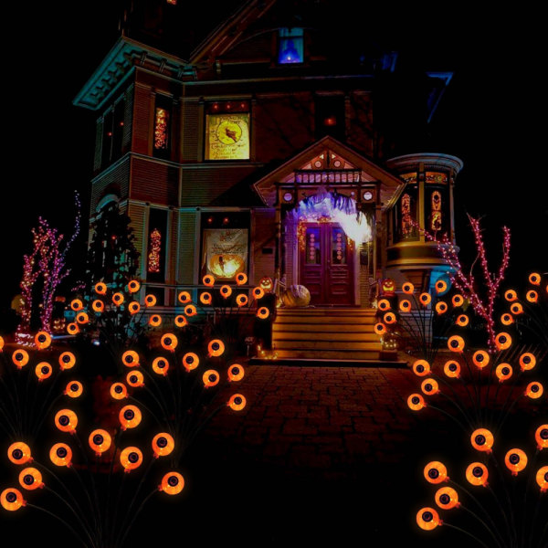 Halloween Dekorative Udendørs Terror Øje Lys, 2 Pakker Af 12 Led Solcelledrevne Halloween Kanal Lys Svajer I Vinden, Have Gård Veranda Ch